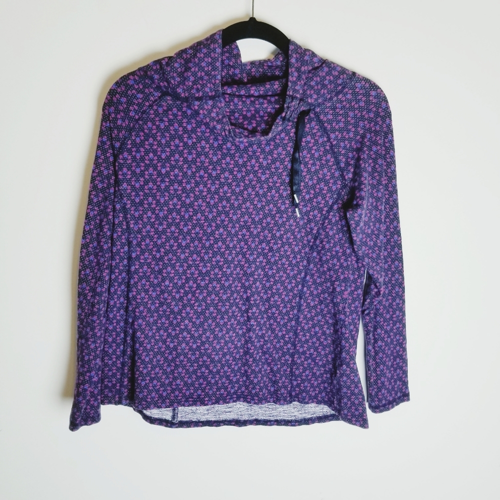 Talbot cowl athletic sweater purple floral petite
